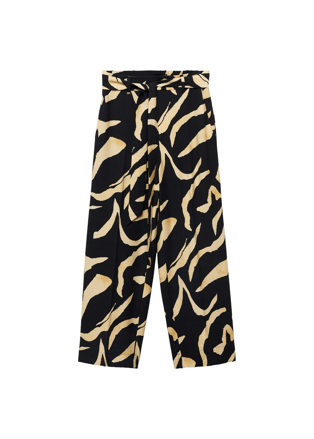 Прямые брюки с принтом и ремнем