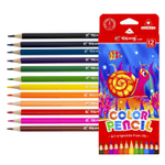 Карандаши цветные Yalong 12 цв., "Аквариум" деревянные, трехгранные, заточенные, грифель 3.0 мм, картон. уп., европодвес