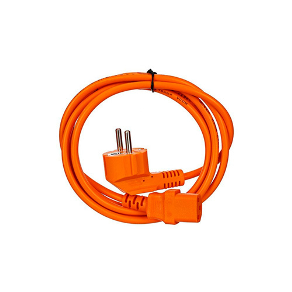 Кабель компьютер - розетка 220V (угловая Евровилка) "VDE"; 3G0,75mm2 VCOM {CE021-O} 1,8m, ОРАНЖЕВЫЙ