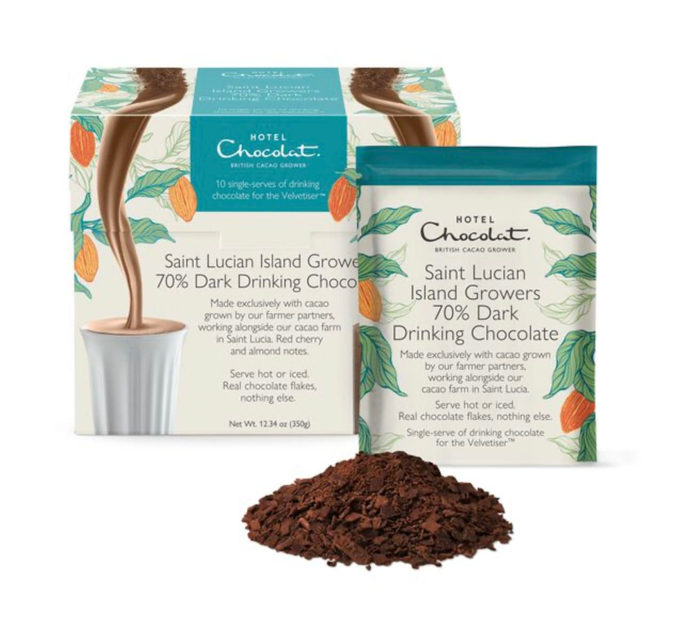 Hotel Chocolat горячий шоколад 70% от Saint Lucian Island Growers (10 саше-пакетиков)
