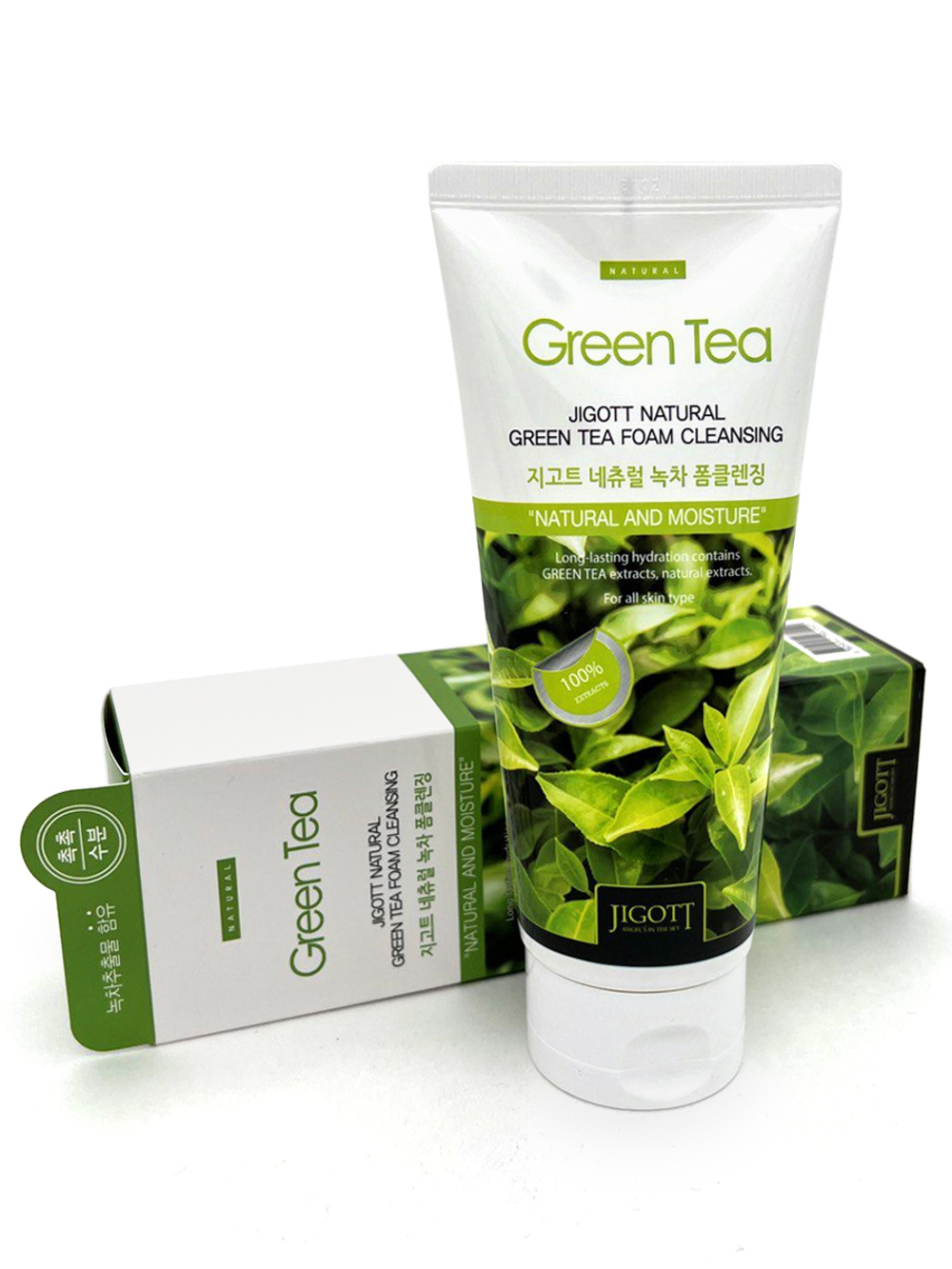 [JIGOTT] Natural GREEN TEA Foam Cleansing - Пенка для умывания ЗЕЛЕНЫЙ ЧАЙ, 180 мл