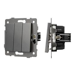 Механизм выключателя трехклавишный непроходной SWT-MK03-PL-GR-V (250V, 10A) (Arlight, -) 049898