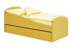 Детская мягкая кровать с ящиком Бельмарко Letmo горчичный велюр