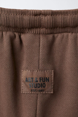 ZARA БРЮКИ-ДЖОГГЕРЫ GARMENT DYE С ДЕКОРАТИВНОЙ ОТСТРОЧКОЙ, КОРИЧНЕВЫЙ