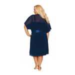 Пеньюар с короткими рукавами и атласным поясом (Размер: XL) (Цвет: черный)