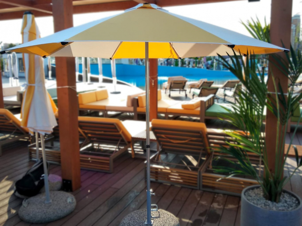 Зонт пляжный профессиональный Ø2.5 м Theumbrela Semsiye Evi Kiwi Clips, серебристый, желтый/белый