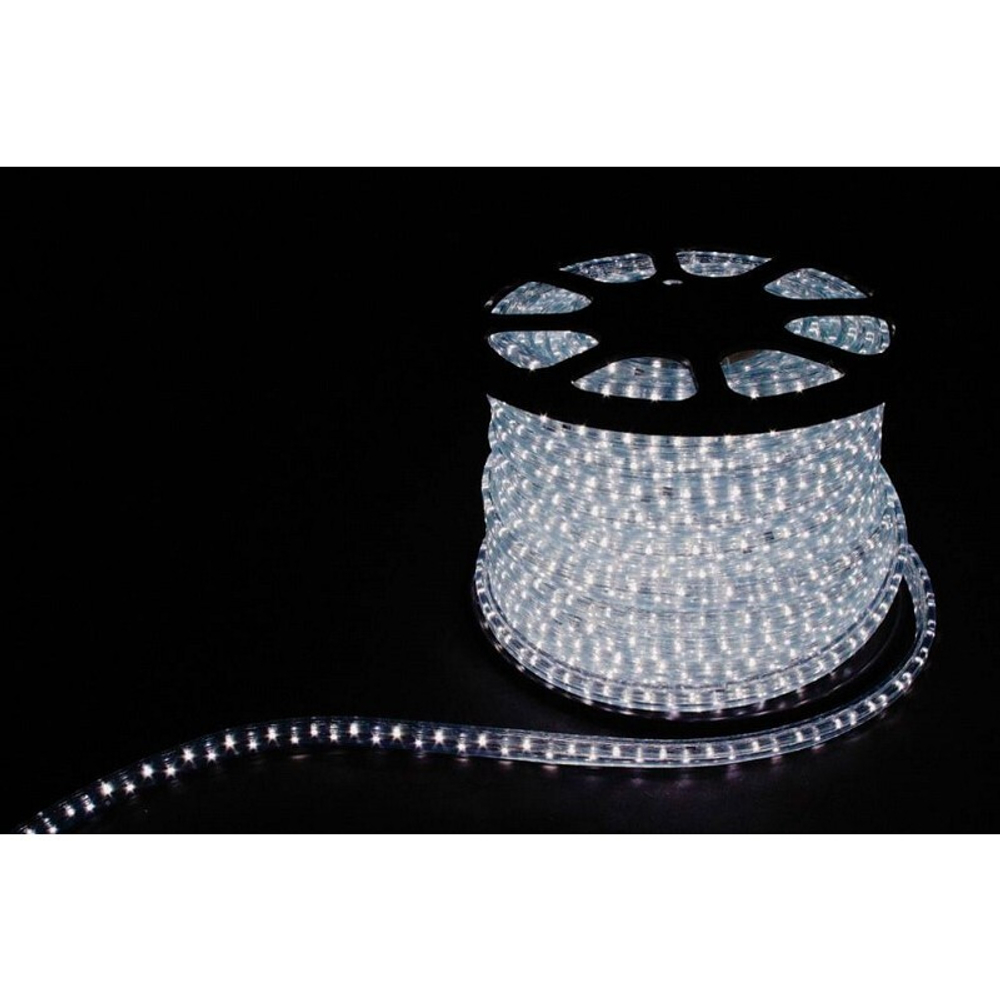 Дюралайт  световая нить  со светодиодами FERON LED-R2W. 2-х жильный. 220VV. 36LED/m. 1.44W/m. IP65. 7000К  дневной . в комплекте 2 заглушки+ 2 сетевых шнура+2 коннектора. Кратность резки мм 2000мм. бобина 100м*13мм