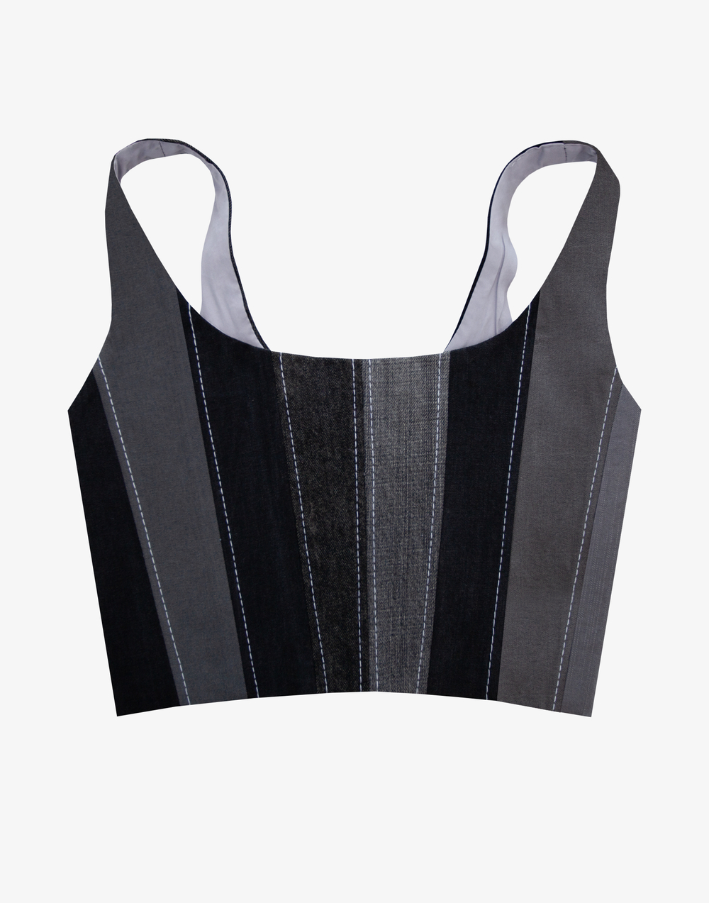 Джинсовый апсайкл корсет с бретелями, чёрный