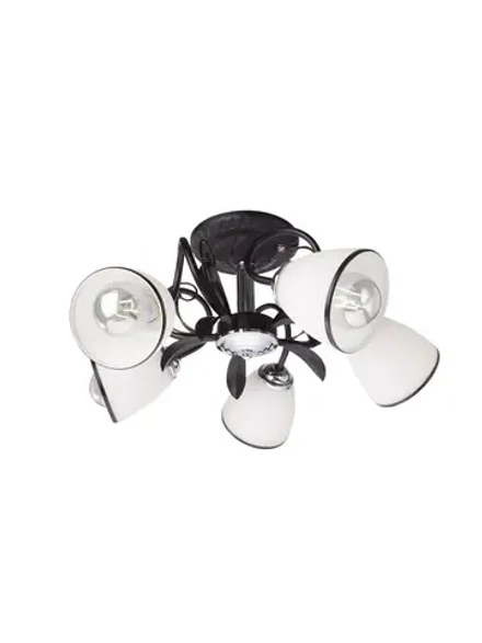 Люстра потолочная GERA E27*5*60W черный/хром/белый