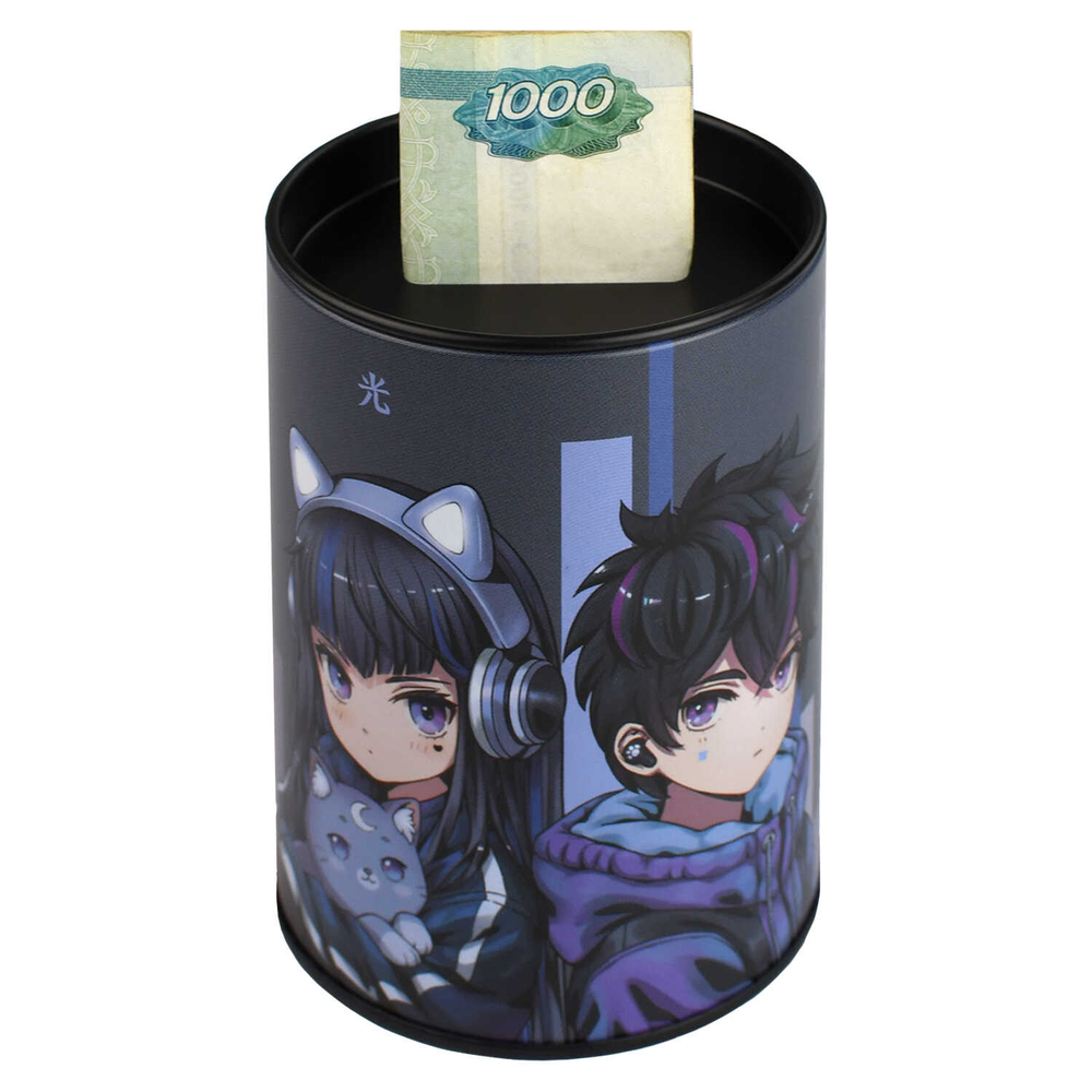 Копилка-подставка для канцелярских принадлежностей Коллекция "КИБЕР АНИМЕ, серый, 1отделение