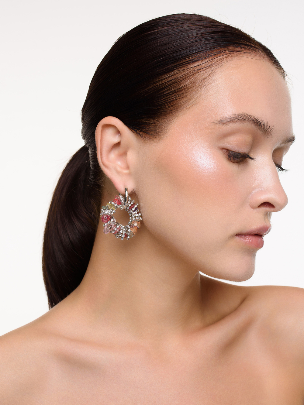 Серьги "Character" Mix камней Silver