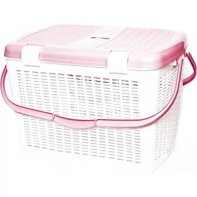 Корзина для пикника большая бел-роз