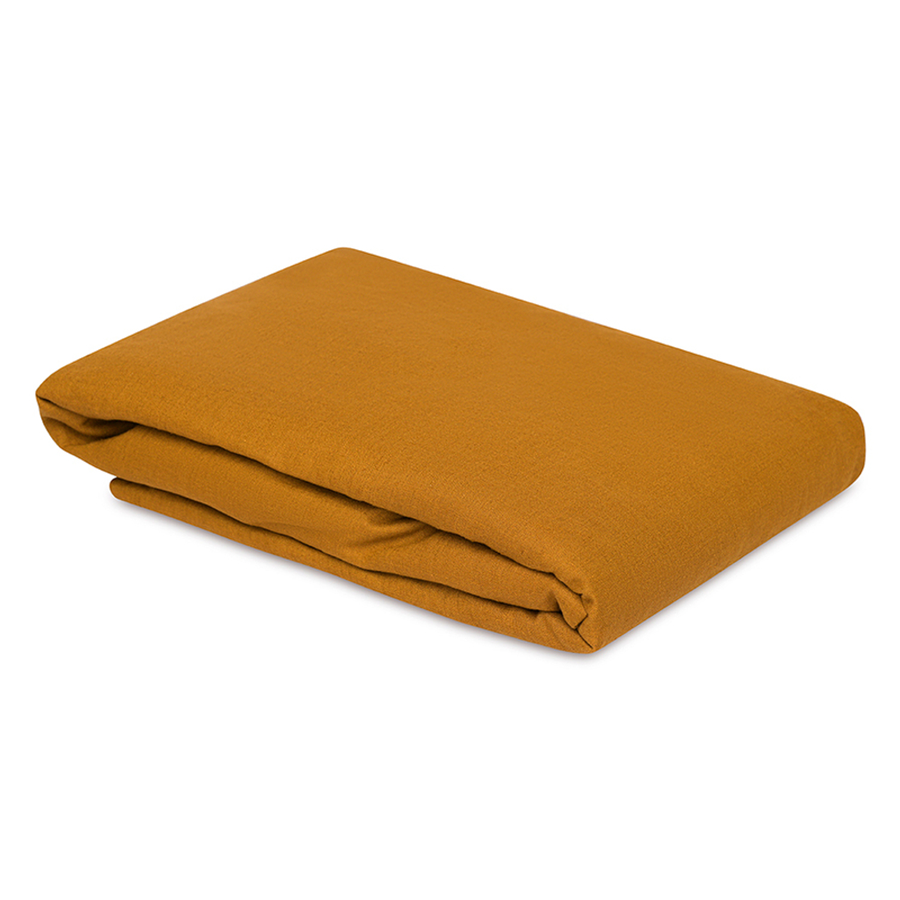 Простыня изо льна и хлопка цвета карри из коллекции essential, 240х270 см