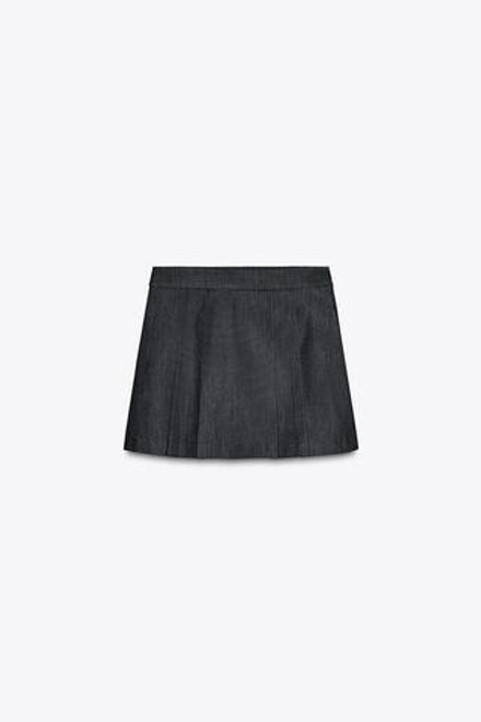 ZARA ЮБКА-ШОРТЫ В СКЛАДКУ, ИНДИГО