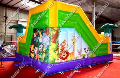 Коммерческий надувной батут "Сафари-джунгли со слоником"