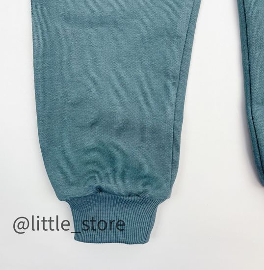 Брюки из футера "One love" Серо-зеленые