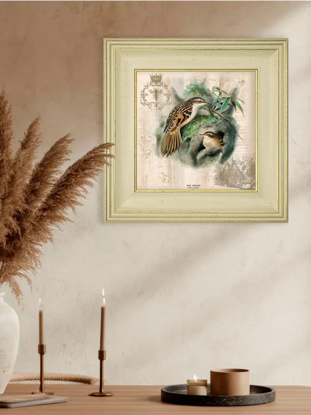 Картина интерьерная на холсте в раме "Птички" 30*30 см