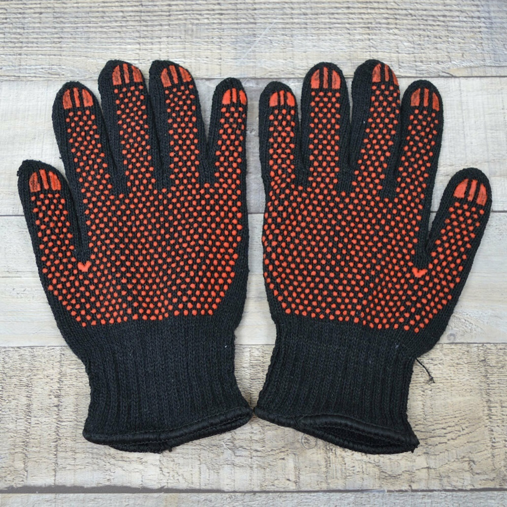 Перчатки вязаные двойные, с ПВХ-точкой, 95г, черные