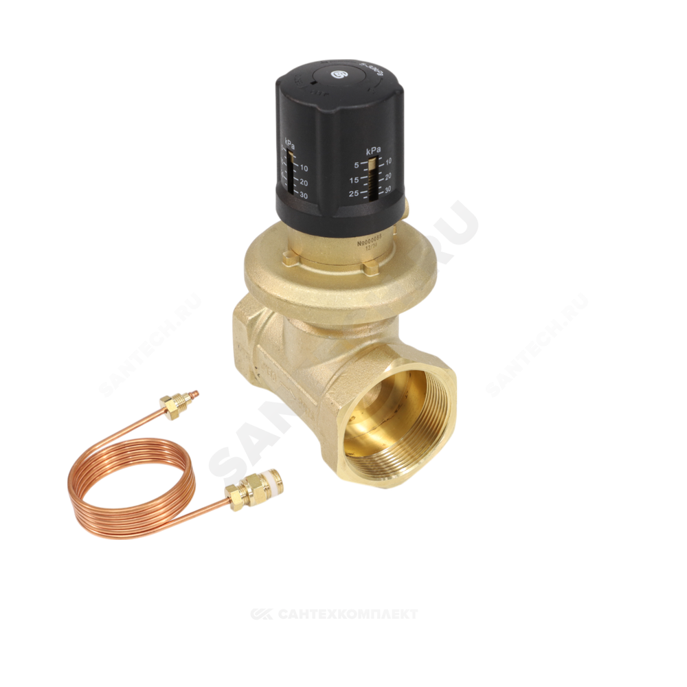 Клапан балансировочный автомат латунь 3380H Ду 40 G1 1/2" Ру16 Тмакс=120 оС ВР 5-30 кПа Kvs=11.9м3/ч без ниппелей Benarmo