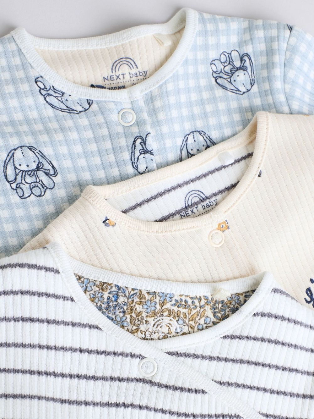 Комбинезон / Cлип для малышей Next E18-368, 3 шт., Белый, Бежевый, Голубой