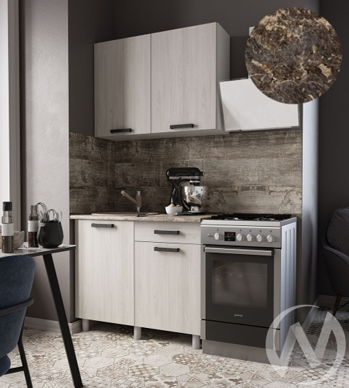 Кухня Элиана 1.0м (корпус белый/ясень анкор светлый) 38мм королевский опал