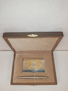 Набор "Гербовый" №12 визитница (Златоуст), ручка Паркер