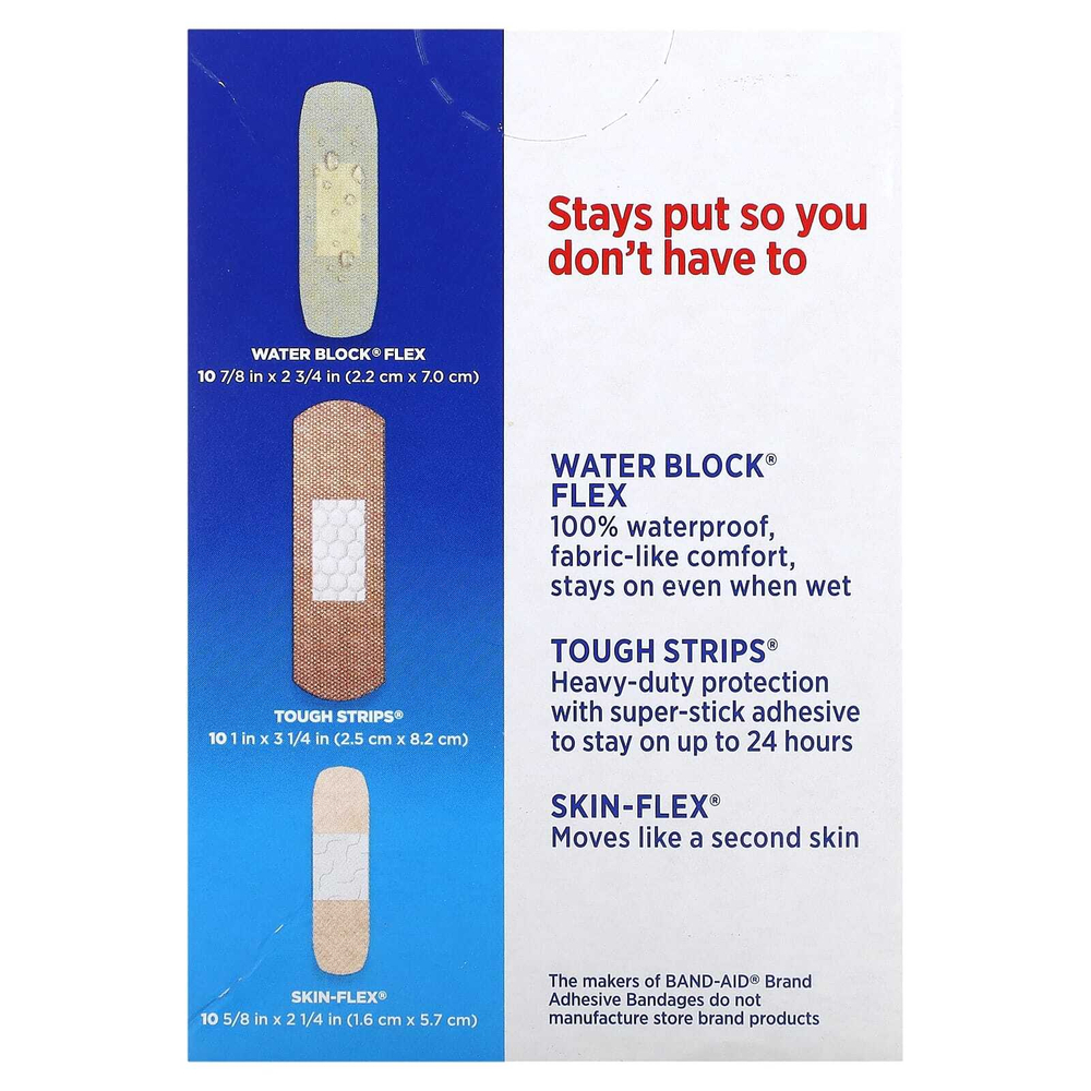 Band Aid, Лейкопластырные повязки, разнообразные, разные размеры, 30 бинтов