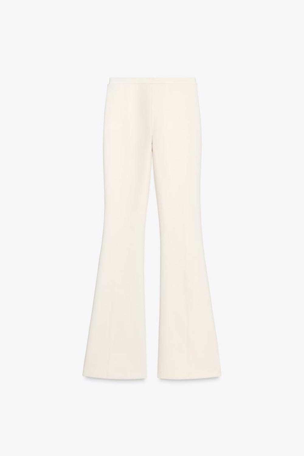 ZARA БРЮКИ FLARED ИЗ ИНТЕРЛОКА, ЭКРЮ