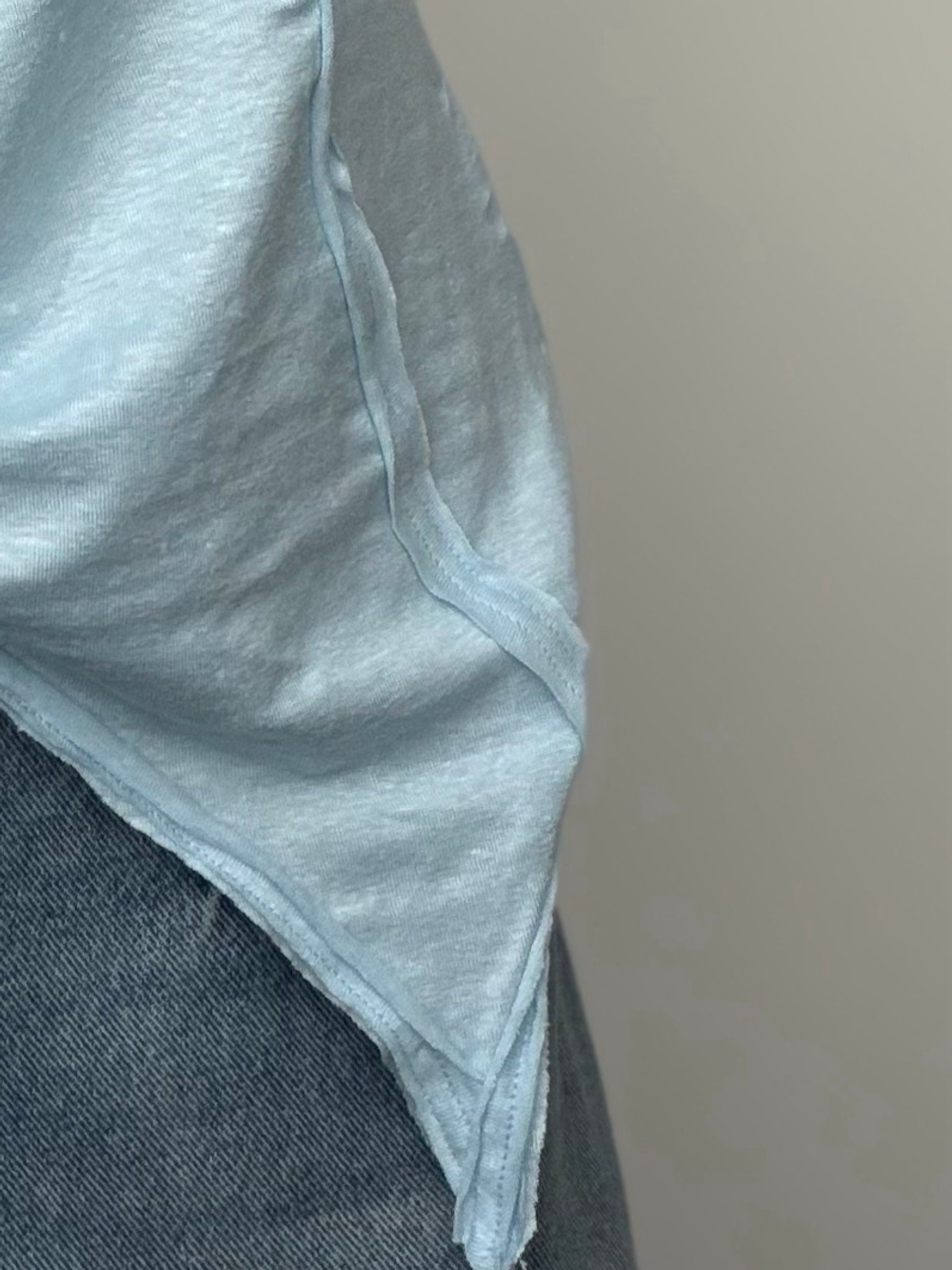 Лонг льняной голубой с рельефами