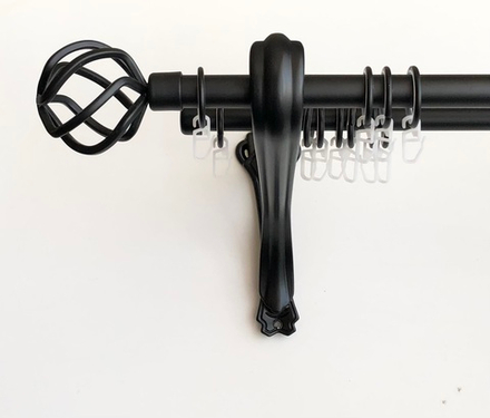 Карниз кованый консольный Глобо d20/16 двухрядный, цвет черный