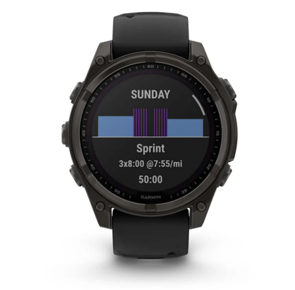 Смарт-часы Garmin Fenix 8 - 47 мм, Solar, Sapphire серый корпус, черный силиконовый ремешок