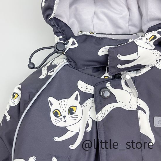 Комбинезон зимний "Забавные кошечки" угольный серый