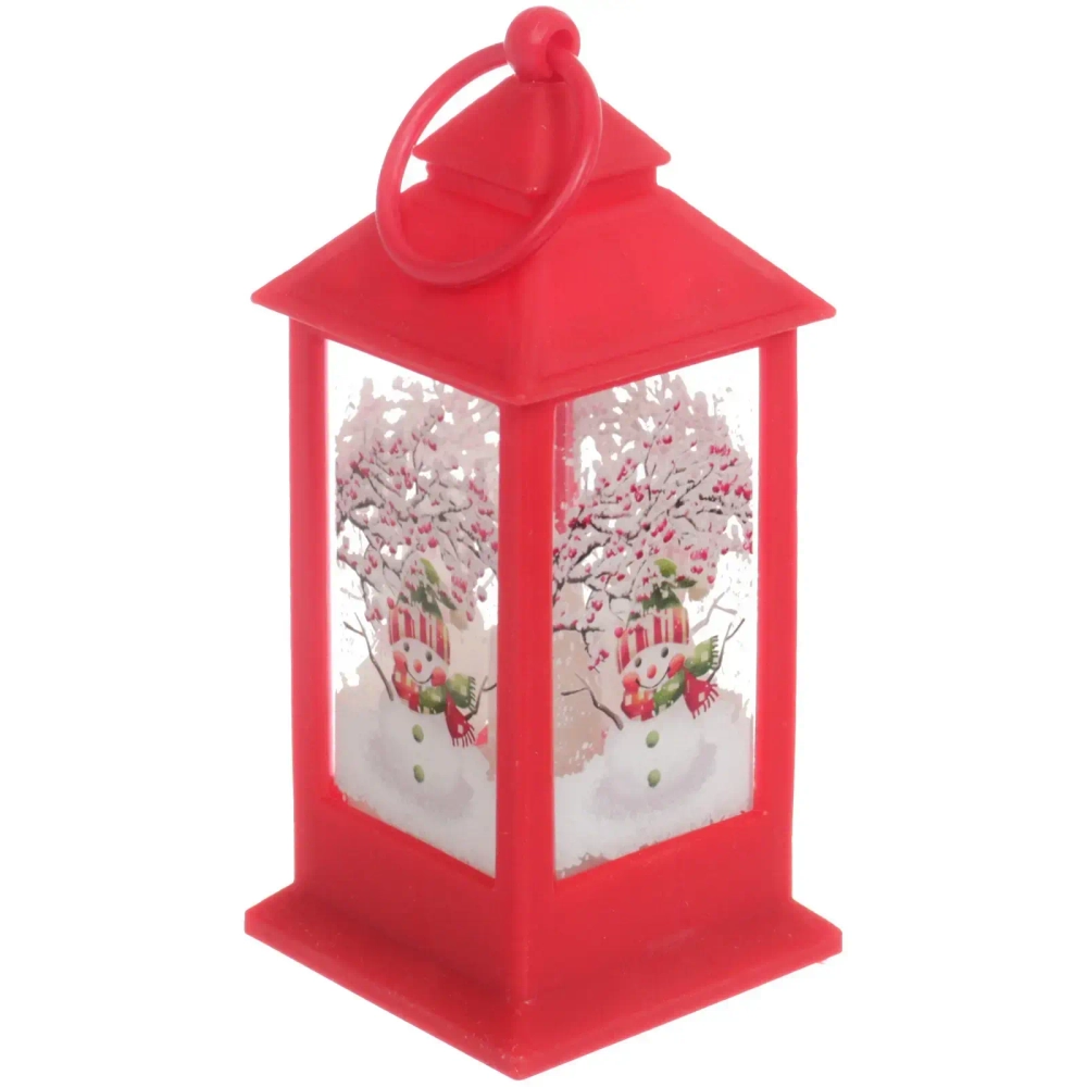 Сувенир с подсветкой «Лампа - Снеговичок» 5*5*13 см, Красный