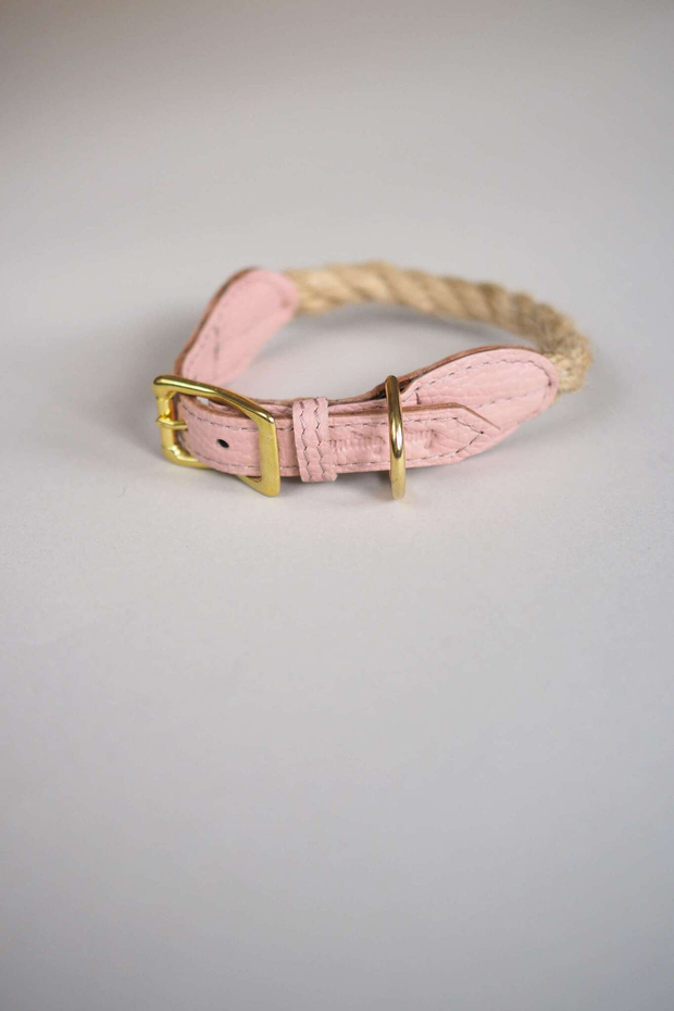 Ошейник "Кантри-пони" Розовый (льняной канат)