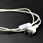 Белый шнур силовой, кабель питания S52 2х0.5 с выключателем 1.8 м