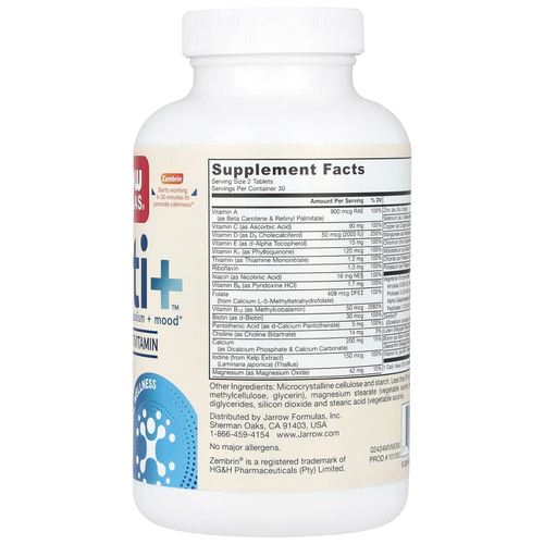 Jarrow Formulas, Mood Multi+™, 60 таблеток