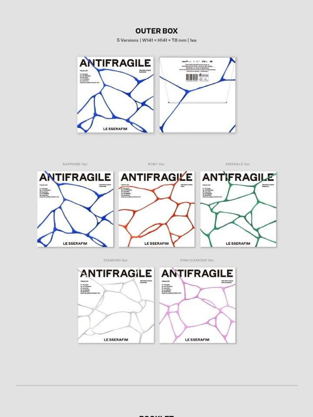 Альбом LE SSERAFIM - ANTIFRAGILE 2nd Mini Album COMPACT 5 Version SET