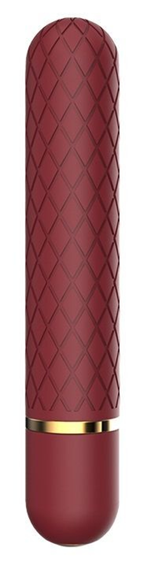 Бордовый мини-вибратор Lizzy с ромбовидным рельефом - 12,7 см.