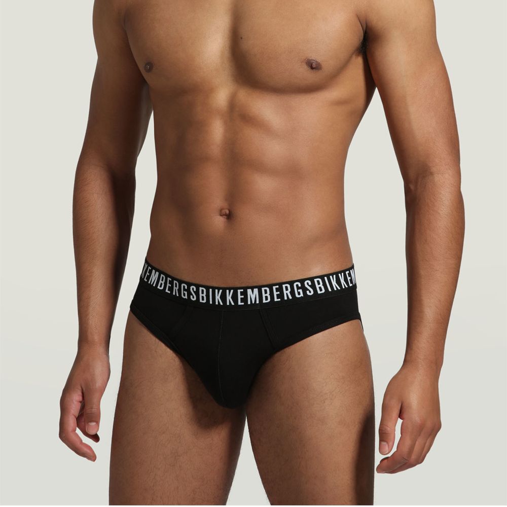 Мужские трусы брифы черные набор 3 в 1 Bikkembergs CLASSIC BKK1USP02TR