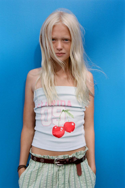 ZARA ТОП-БАНДО С ФРУКТОВЫМ ПРИНТОМ, СИНИЙ