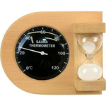 Термометр+песочные часы T-33В 2в1 канадский кедр ЧЕРНЫЙ ЦИФЕРБЛАТ