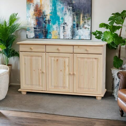 Тумба Лена 3 двери из массива сосны, с ящиками (нижняя часть буфета Лена), в натуральной отделке