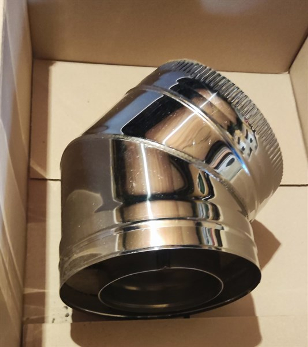 Колено-сэндвич 135°, 120/200 мм нерж. (AISI 409-1 мм./430-0,5 мм.), ECOFLUE