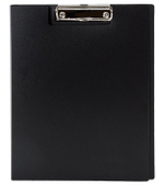 Папка-планшет с прижимом и крышкой А4 пластик, черная (STAFF)