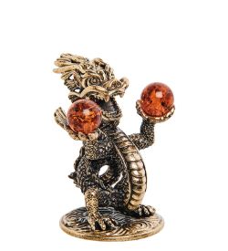 Народные промыслы AM-2787 Фигурка «Дракон Китай» (латунь, янтарь)