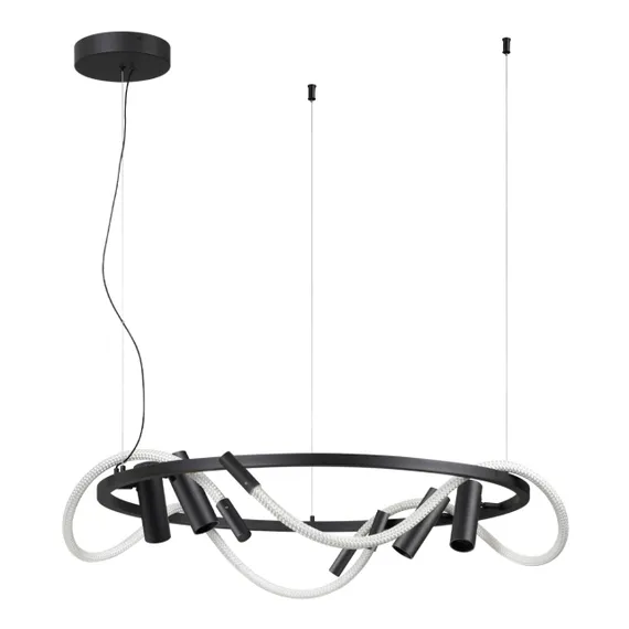 4391/55L HIGHTECH ODL24 299 черный/металл/канат Подвесной св-к с раздельн. вкл IP20 LED 50W 2020Лм 4000K CORDA