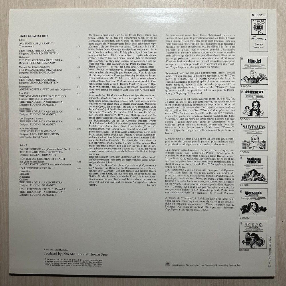 Бизе - Greatest Hits (Голландия 1972г.)