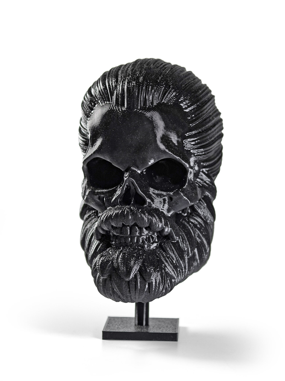 Бородатый череп с хвостом, фигурка для декора интерьера, арт-объект, коллекционный предмет, 3D печать, чёрный 12 см.