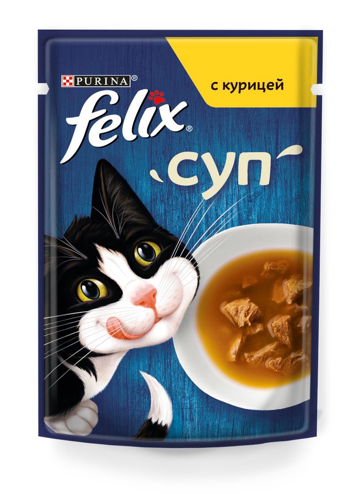 Влажный корм для кошек Felix Суп с курицей 48 г