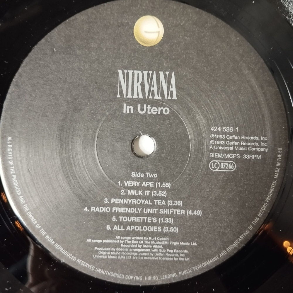 Винтажная виниловая пластинка LP Nirvana In Utero (UK 2003)